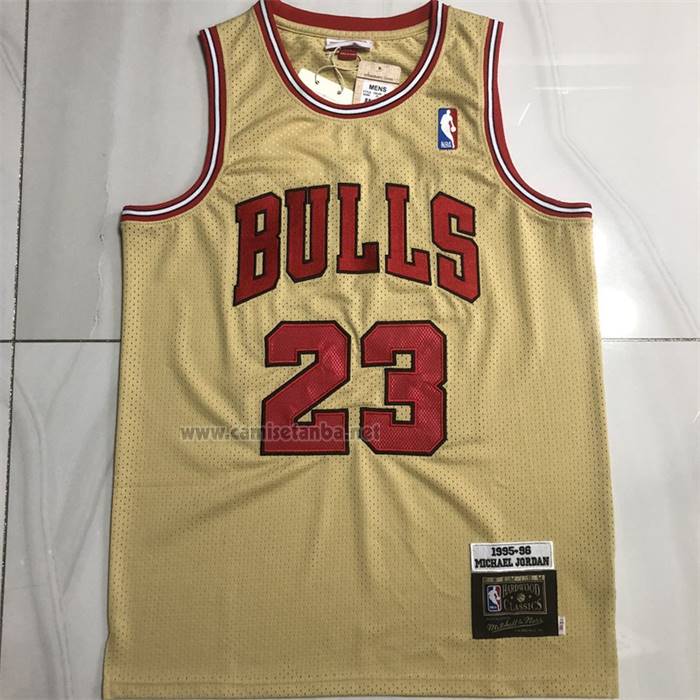 Camiseta Chicago Bulls Michael Jordan NO 23 Mitchell & Ness 1995-96 Oro